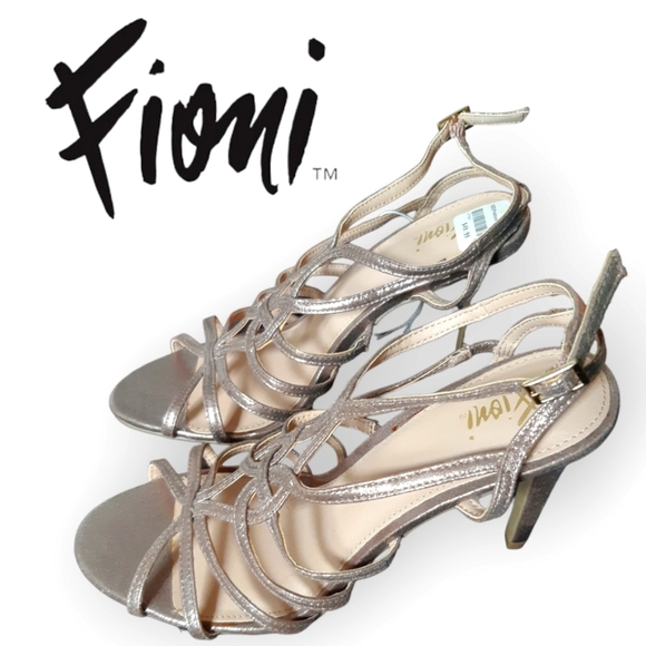 FIONI golden gladiator greek goddess buckle stiletto open toe heels Size 8.5 - Picture 12 of 12